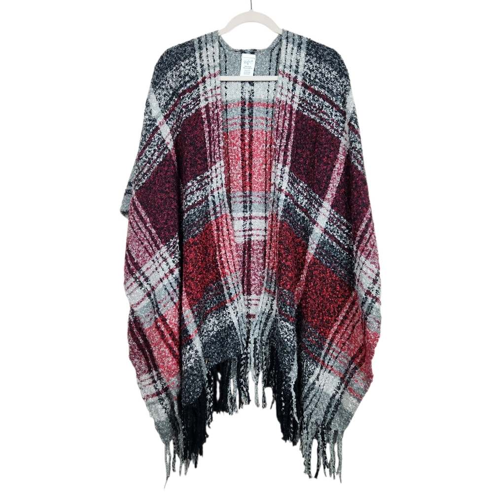 Woolrich Tweed Buffalo Check Plaid Soft Cozy Blanket Wrap Shawl Fringe Womens OS